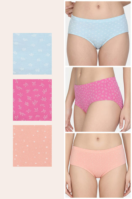Zivame Medium Rise Full Coverage Hipster Panty (Pack of 3) -  Multicolor — image 2